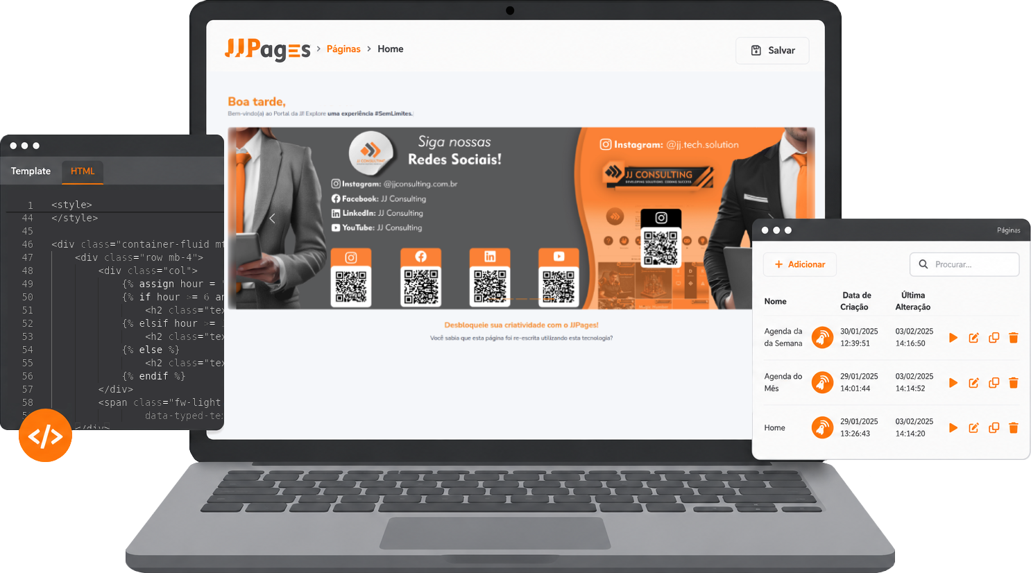Vista previa de la interfaz de JJ Pages